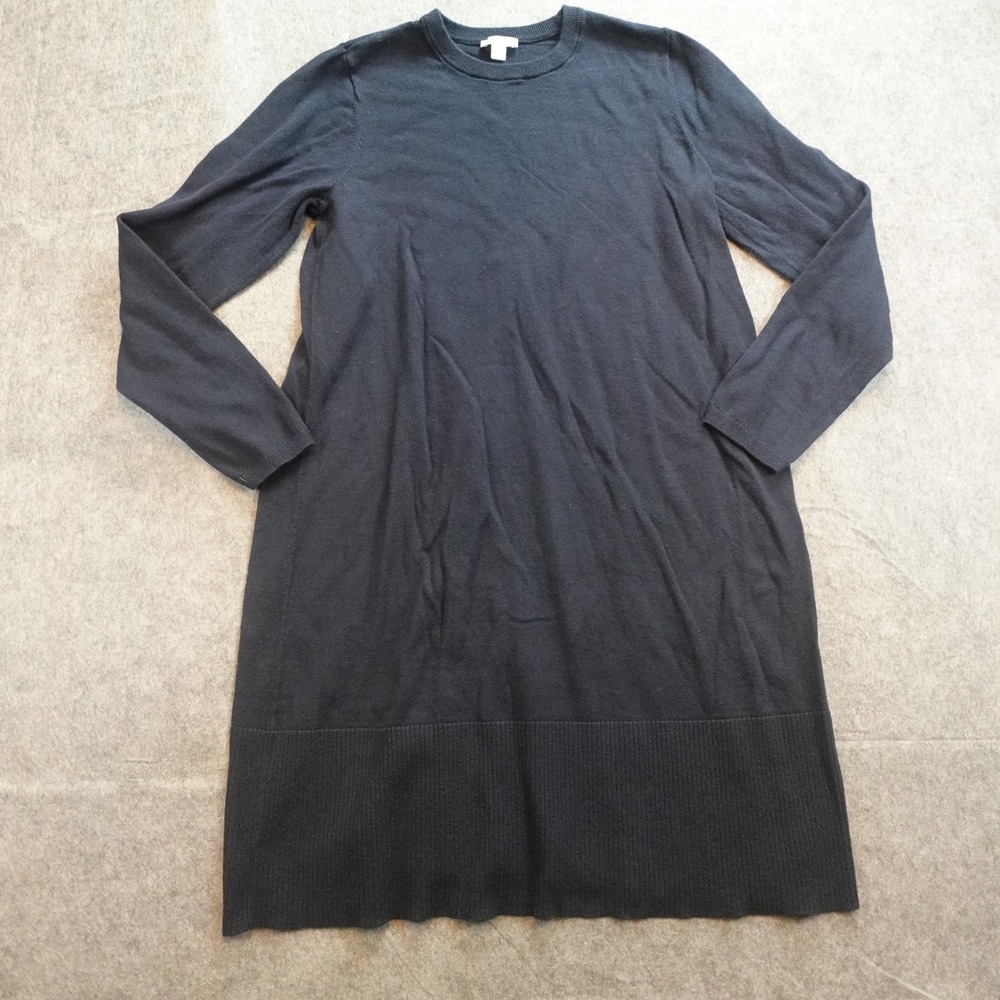 J Jill Dress Women Small Navy Blue Sweater Cotton Blend Knit Long Sleeve